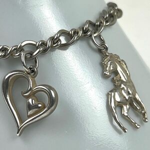 Rare Retired James Avery Charm Bracelet with Heart and Horse